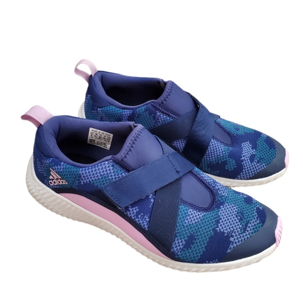 Adidas Blue and Pink Slip-On Sneakers with Velcro Strap